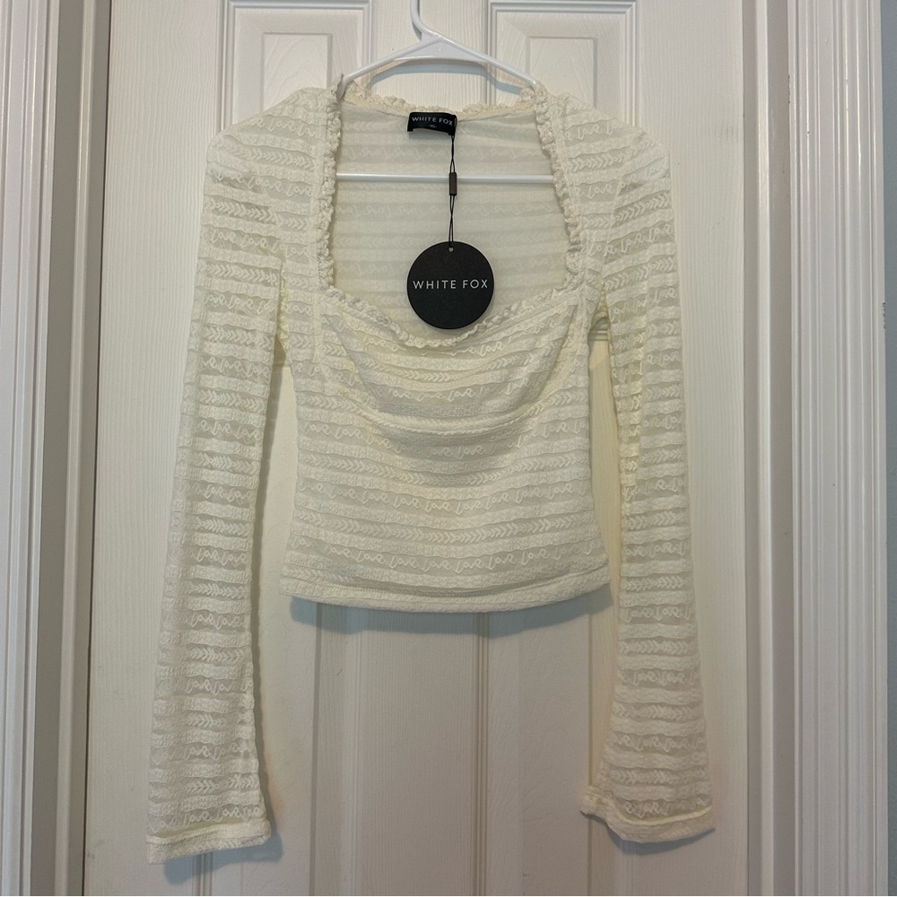 White Fox Off White Lace Long Sleeve Top